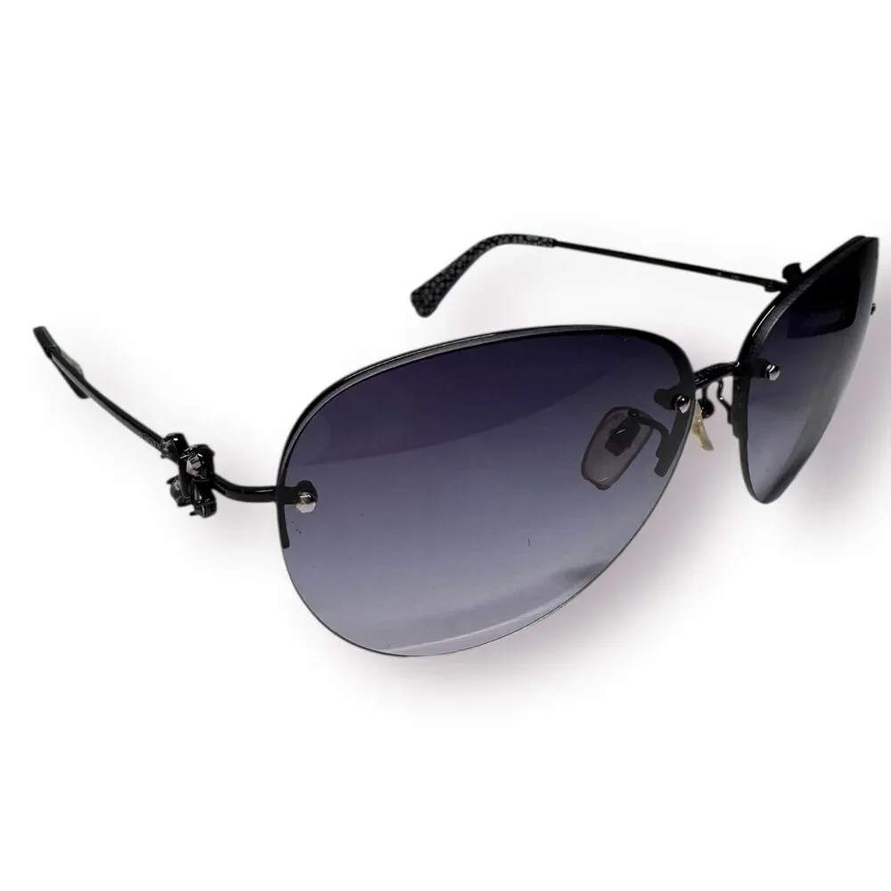 Coach Caprice Crystal Butterfly Sunglasses Boho Chic Aviator Oval Gradient Lense